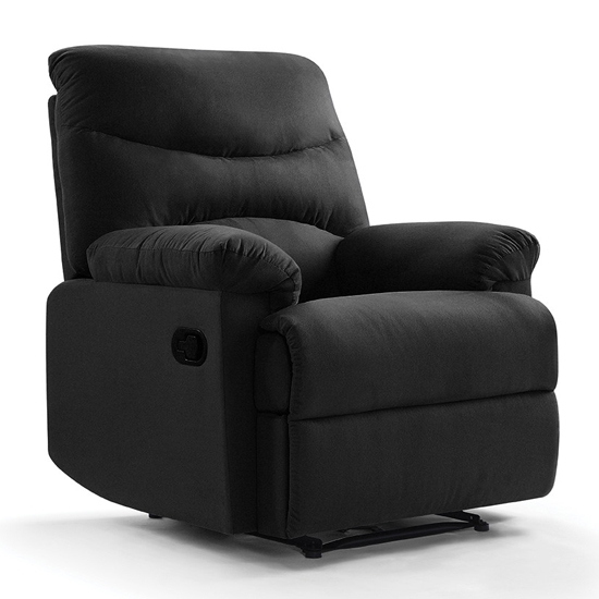 Regency Faux Suede Fabric Recliner Chair In Black