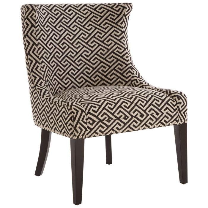 Regents Park Fabric Upholstered Accent Chair In Beige And Black