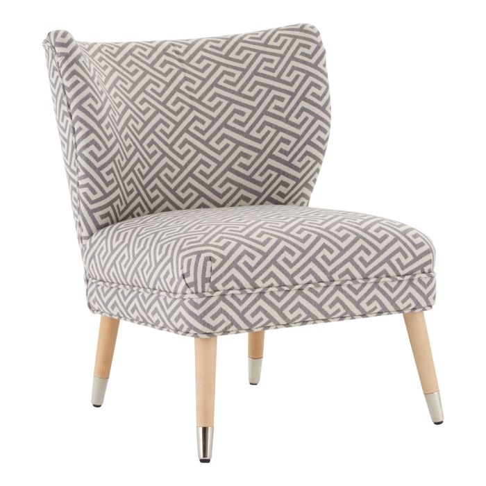 Regents Park Fabric Upholstered Accent Chair In Beige And Grey