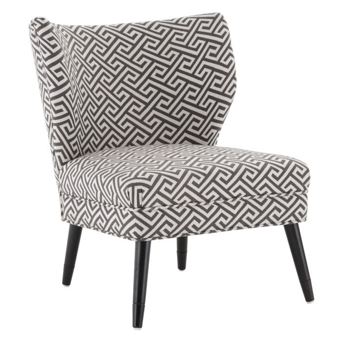 Regents Park Fabric Upholstered Accent Chair In Black And Grey