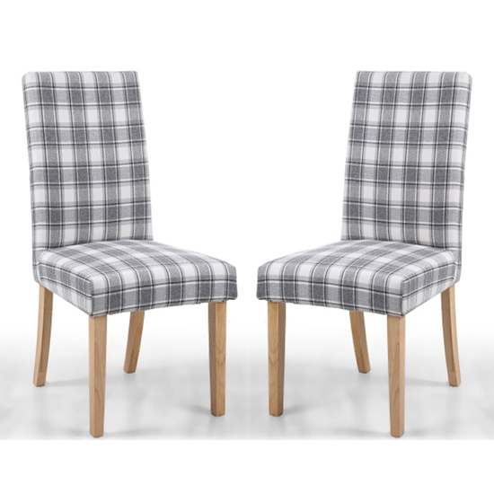 Ridley Herringbone Check Cappuccino Dining Chairs With Natural Legs In Pair