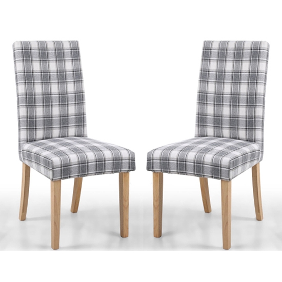 Ridley Herringbone Check Cappuccino Dining Chairs With Natural Legs In Pair