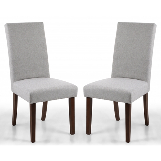 Ridley Herringbone Plain Cappuccino Dining Chairs With Walnut Legs In Pair
