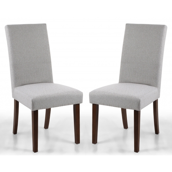 Ridley Herringbone Plain Cappuccino Dining Chairs With Walnut Legs In Pair