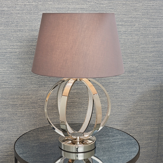 Ritz And Evie Charcoal Shade Table Lamp In Bright Nickel