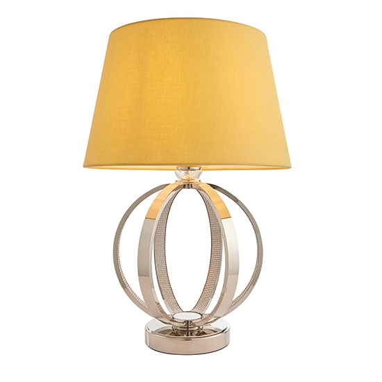 Ritz And Evie Yellow Shade Table Lamp In Bright Nickel