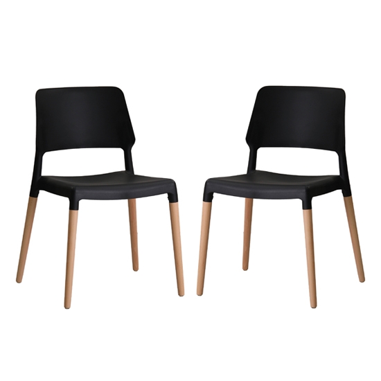 Riva Black Plastic Dining Chairs In Pair