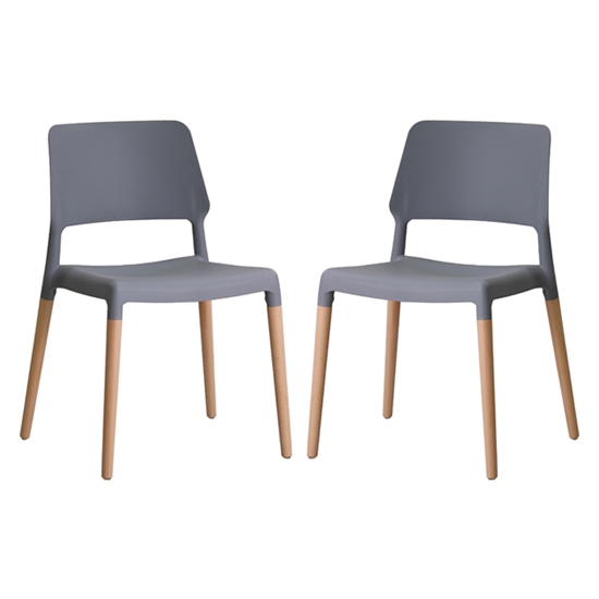 Riva Grey Plastic Dining Chairs In Pair