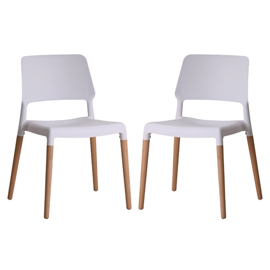 Riva White Plastic Dining Chairs In Pair