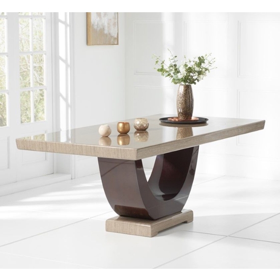 Rivilino 200cm Marble Rectangular Dining Table In Brown