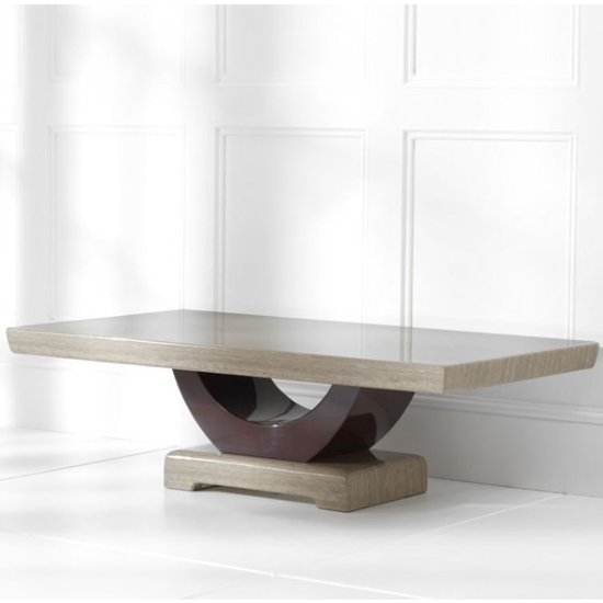 Rivilino Marble Coffee Table In Brown And Black High Gloss