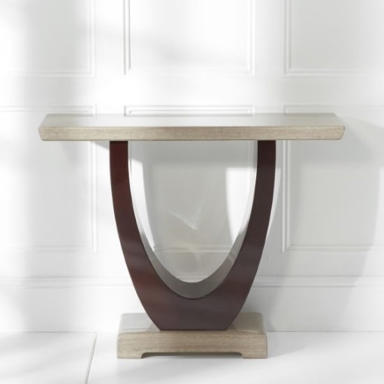 Rivilino Marble Console Table In Brown And Black High Gloss