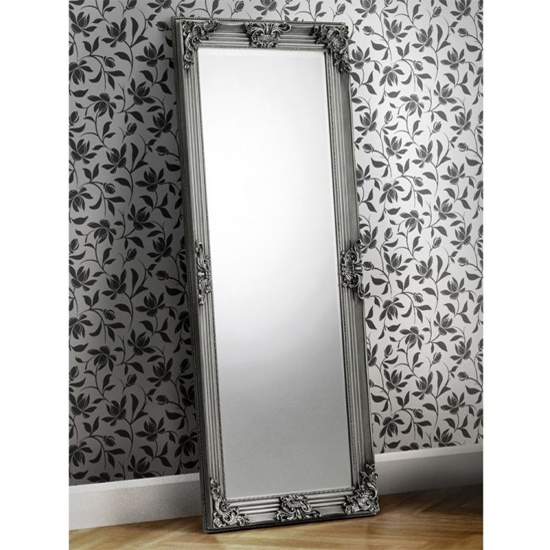 Rococo Lean To Dress Mirror In Pewter Effect