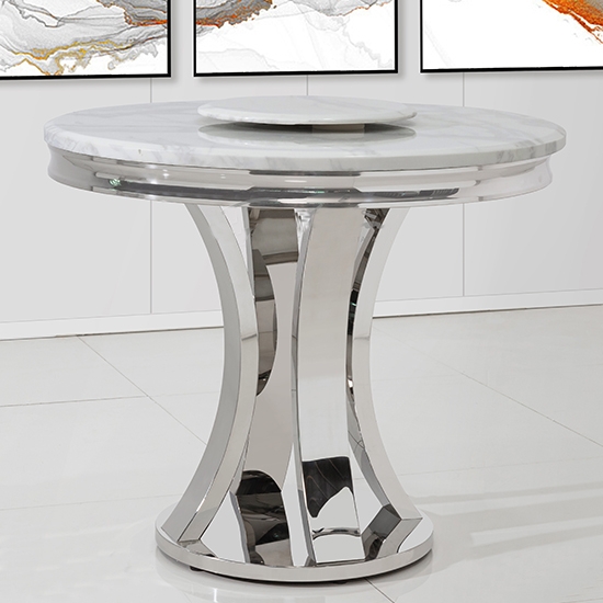 Romano Round Marble 90cm Dining Table In White