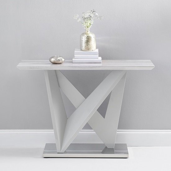 Rosario Wooden Console Table In Light Grey High Gloss