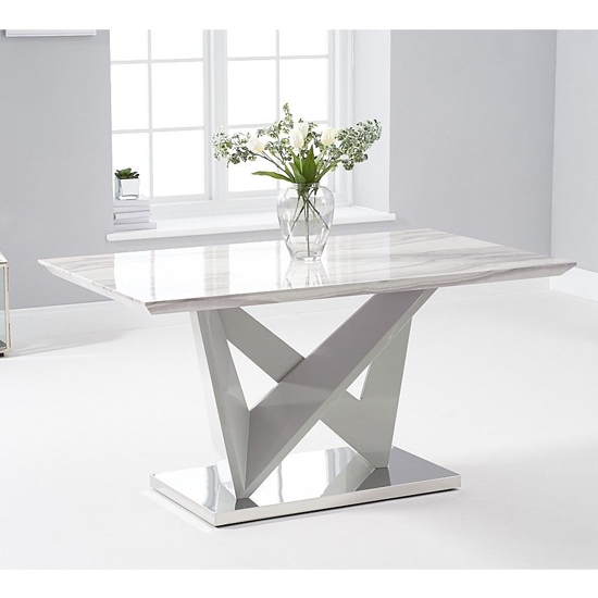 Rosario Wooden Dining Table In Light Grey High Gloss