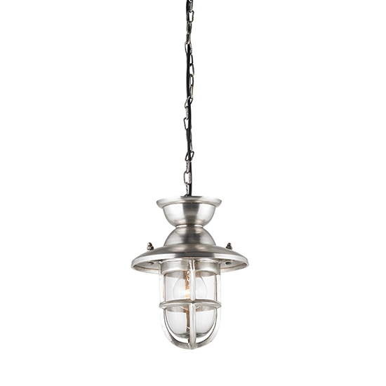 Rowling Small Industrial Style Ceiling Pendant Light In Antique Silver