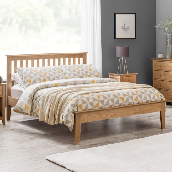 Salerno Shaker Wooden Double Bed In Solid White Oak