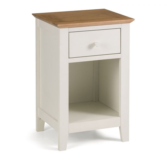 Salerno Wooden 1 Drawer Bedside Cabinet In Oak And Cream