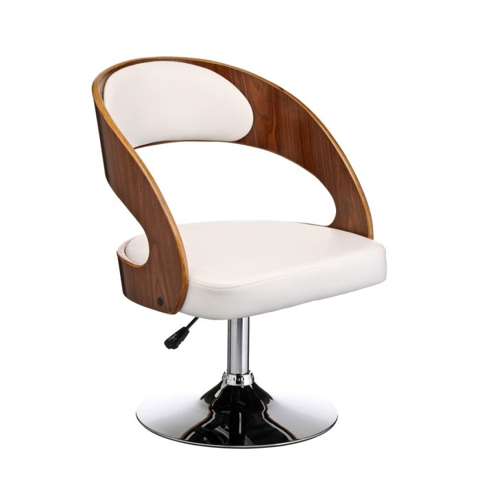 Saltillo White Faux Leather Home And Office Chair With Arms