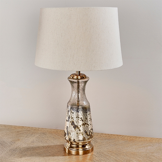 Samuel Vintage White Linen Table Lamp In Volcano Ombre