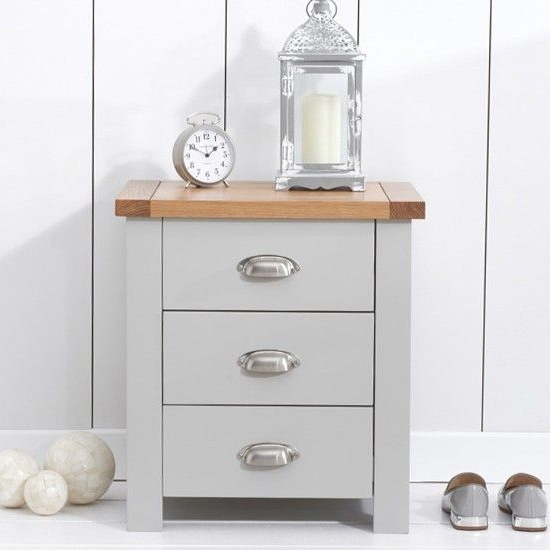 Sandringham Bedside Table In Oak And Grey With 3 Drawers
