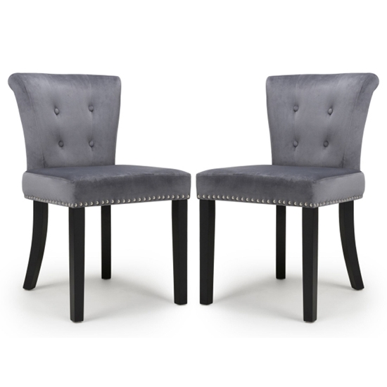 Sandringham Grey Brushed Velvet Accent Chairs In Pair