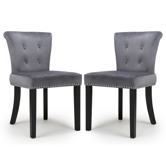 Sandringham Grey Brushed Velvet Accent Chairs In Pair