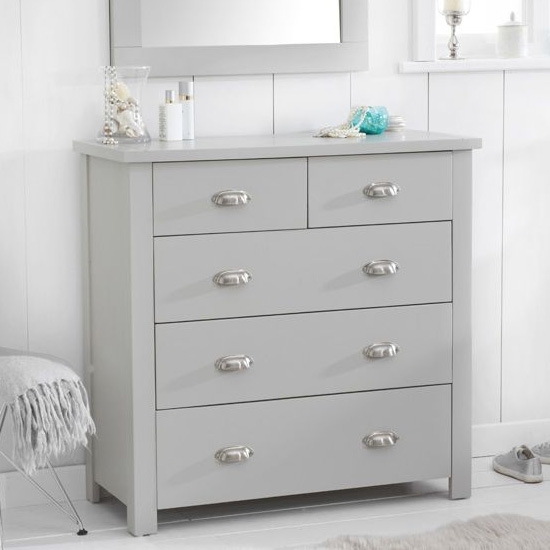 Sandringham Wooden Chest Of Drawers In Grey With 5 Drawers