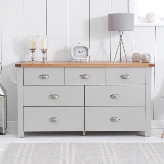 Sandringham Chest Of Drawers In Oak And Grey With 7 Drawers