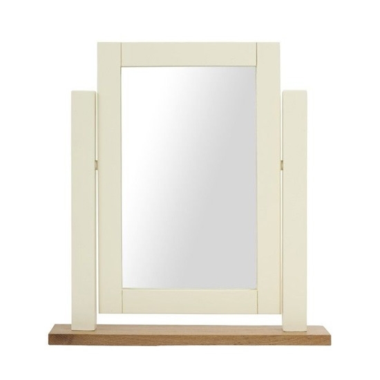 Sandringham Dressing Table Mirror In Oak And Cream Wooden Frame