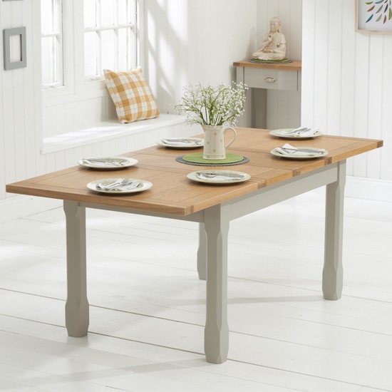 Sandringham Extending Wooden Dining Table In Oak And Grey