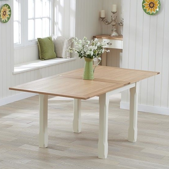Sandringham Flip Top Extending Wooden Dining Table In Oak And Cream