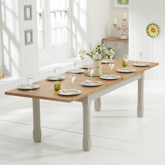 Sandringham Large Extending Wooden Dining Table In Oak And Grey