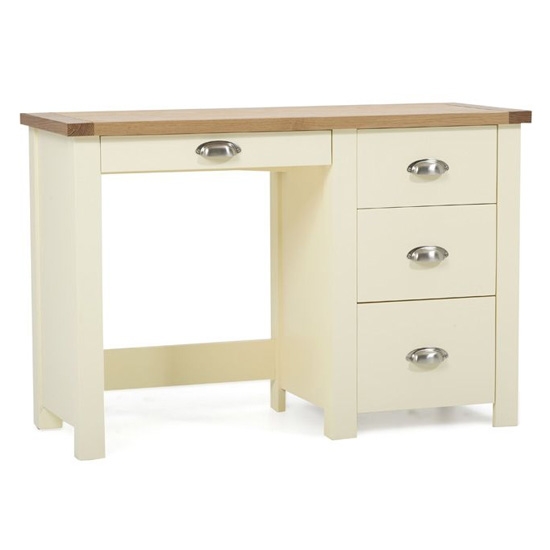 Sandringham Single Pedestal Dressing Table In Oak And Cream