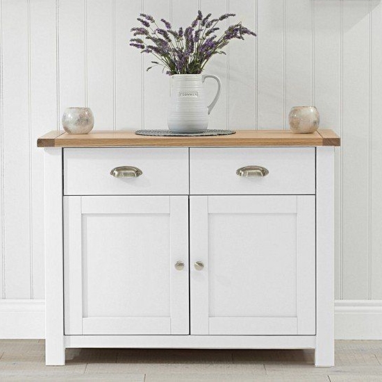 Sandringham Wooden 2 Doors And 3 Drawers In Sideboard In Oak And White
