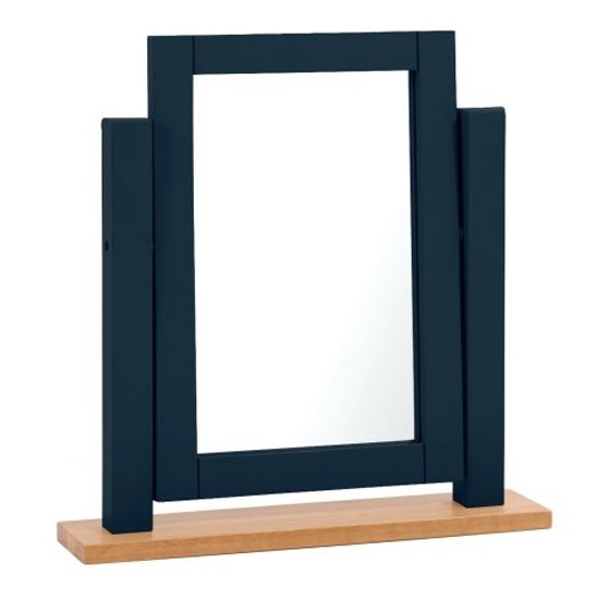 Sandringham Wooden Adjustable Dressing Table Mirror In Oak And Blue