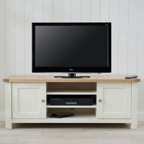 Sandringham Wooden Tv Stand In Oak And Cream