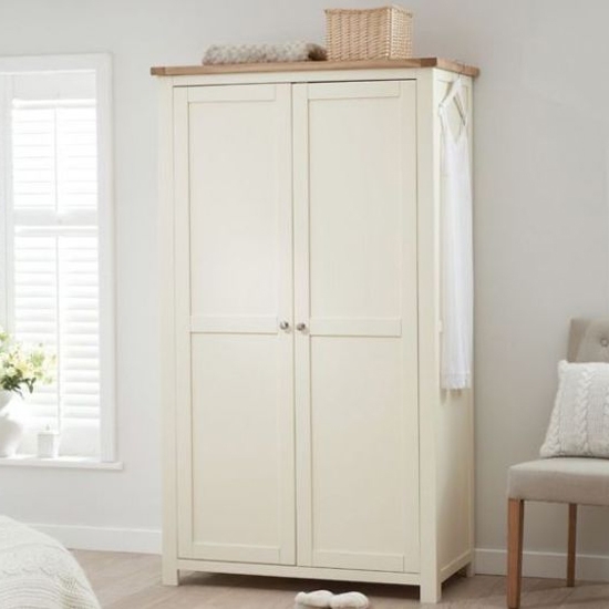 Sandringham Wooden Wardrobe In Oak And Cream