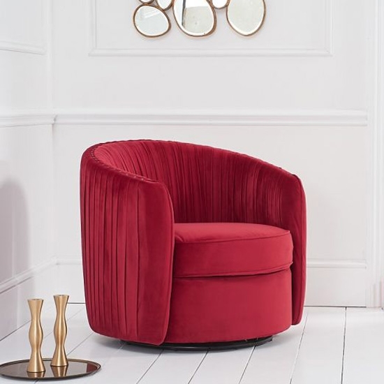 Sarana Velvet Swivel Armchair In Russett