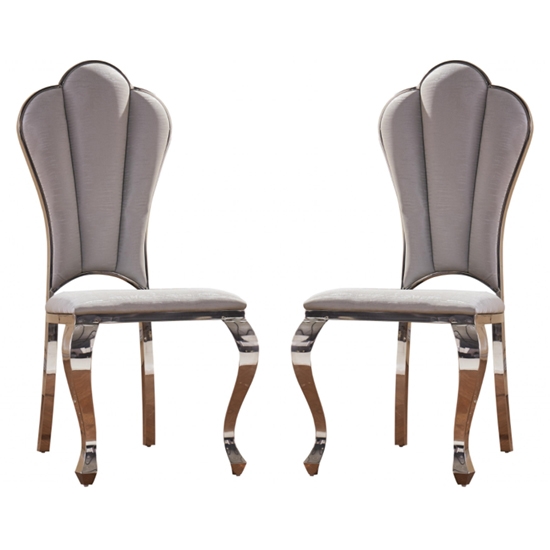 Sardinia Grey Fabric Upholstered Dining Chairs With Chrome Legs