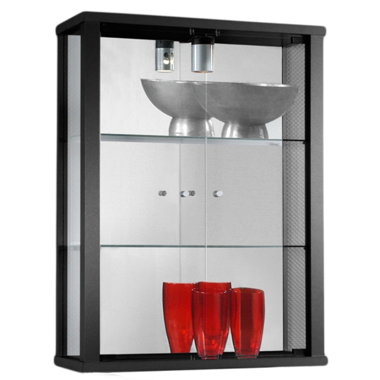 Selby Wall Mounted Display Cabinet In Black With 3 Shelves