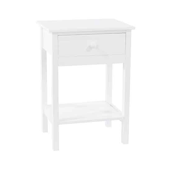 Shaker Wooden 1 Drawer Bedside Cabinet In White