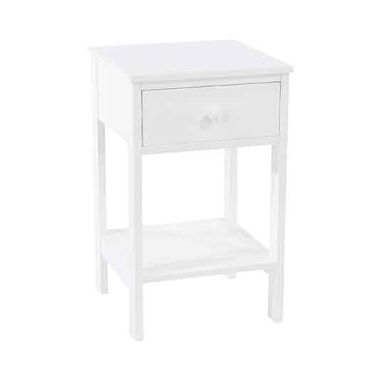 Shaker Wooden 1 Drawer Petite Bedside Cabinet In White