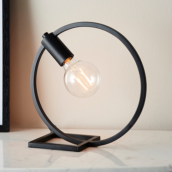 Shape Led Circle Table Lamp In Matt Black
