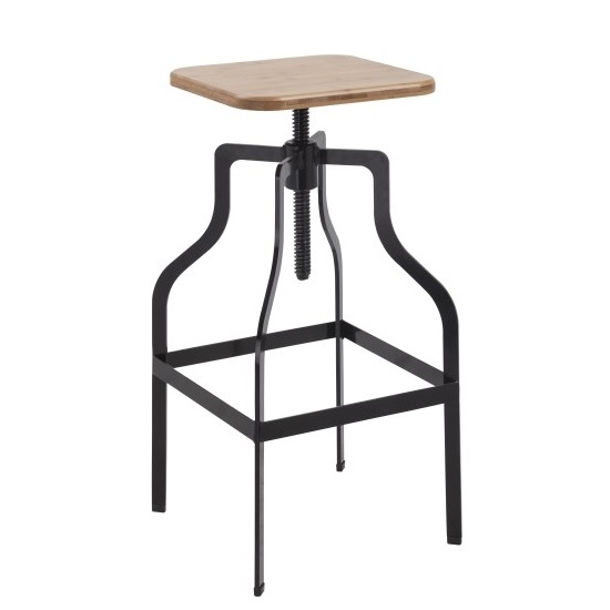 Shoreditch Wooden Bar Stool With Black Metal Legs