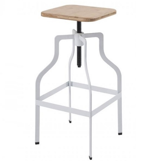Shoreditch Wooden Bar Stool With White Metal Legs
