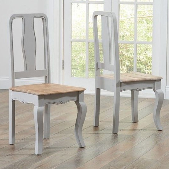 Sienna Oak And Grey Solid Acacia Dining Chair In Pair