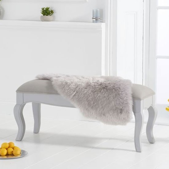 Sienna Small Fabric Upholstered Dining Bench In Grey