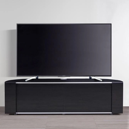 Sirius Large Corner Tv Stand In Black High Gloss With Push Release Doors